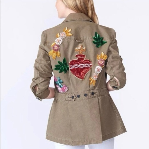 Veronica Beard Jackets & Blazers - Veronica Beard Olive Green Embroidered Military Jacket